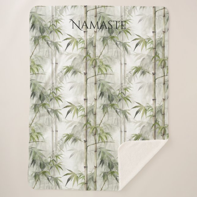 Cobertor Sherpa Green Bamboo Mindfulness Yoga (Frente)