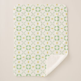 Cobertor Sherpa Green leaf and yellow hive tile pattern