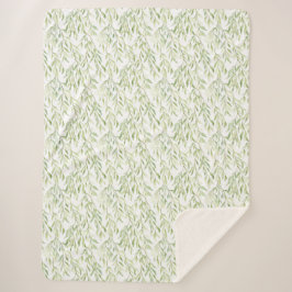 Cobertor Sherpa Green Leaves
