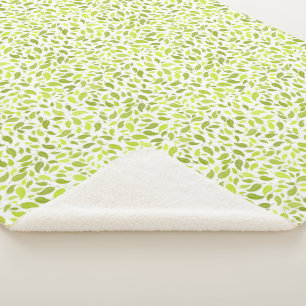 Cobertor Sherpa Green Leaves Nature Impressão, Padrão de Folha de