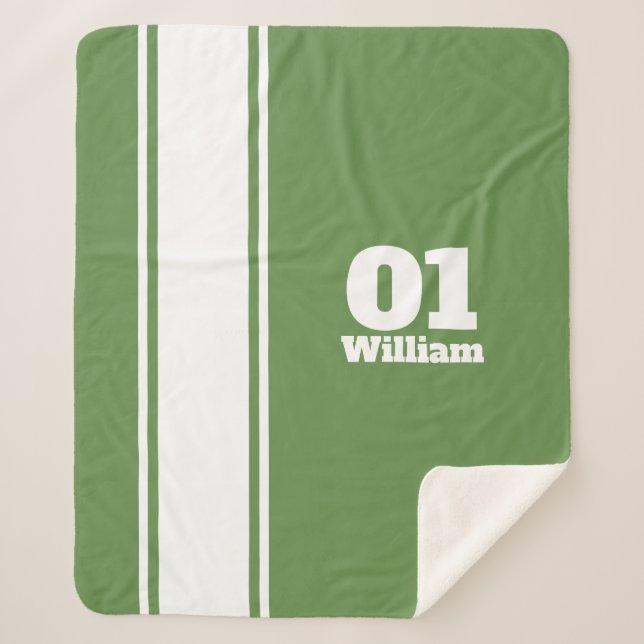 Cobertor Sherpa Green Sport Stripe Monograma Sherpa Blanket (Frente)