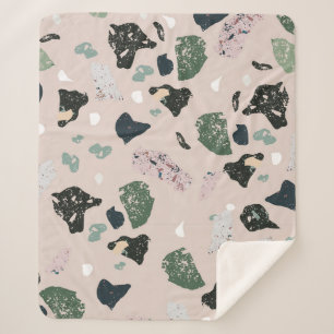 Cobertor Sherpa Green Terrazzo Pattern