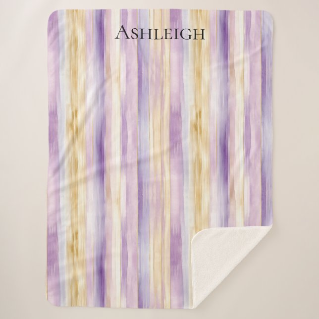 Cobertor Sherpa Grelhas de Creme Roxo (Frente)