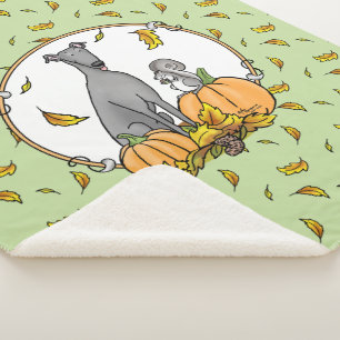 Cobertor Sherpa Greyhound (cinza) Cachorros Pumpkins Deixa Engraça