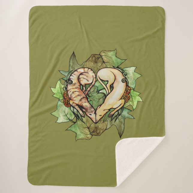 Cobertor Sherpa Greyhounds Heart Fawn Brindle Greyhound (Frente)