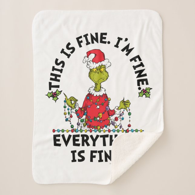 Cobertor Sherpa Grinch | Everything is Fine (Frente)