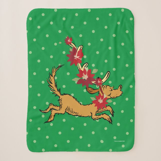 Cobertor Sherpa Grinch | Poinsettia de Natal do Max (Frente)