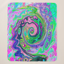 Cobertor Sherpa Groovy Abstrato Aqua e Marinho Lava Swirl