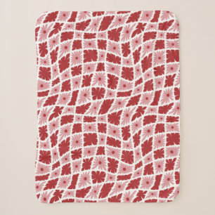 Cobertor Sherpa Groovy Wavy Trippy 60s Flor verifica o vermelho ro
