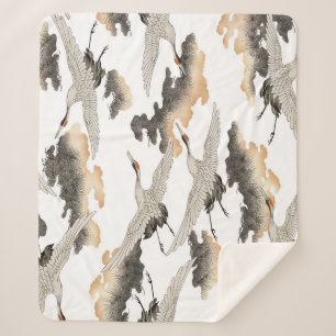 Cobertor Sherpa grua estilo japonês: elegante design.