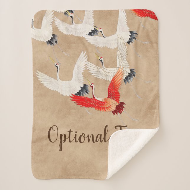 Cobertor Sherpa Gruas voadoras japonesas (Frente)