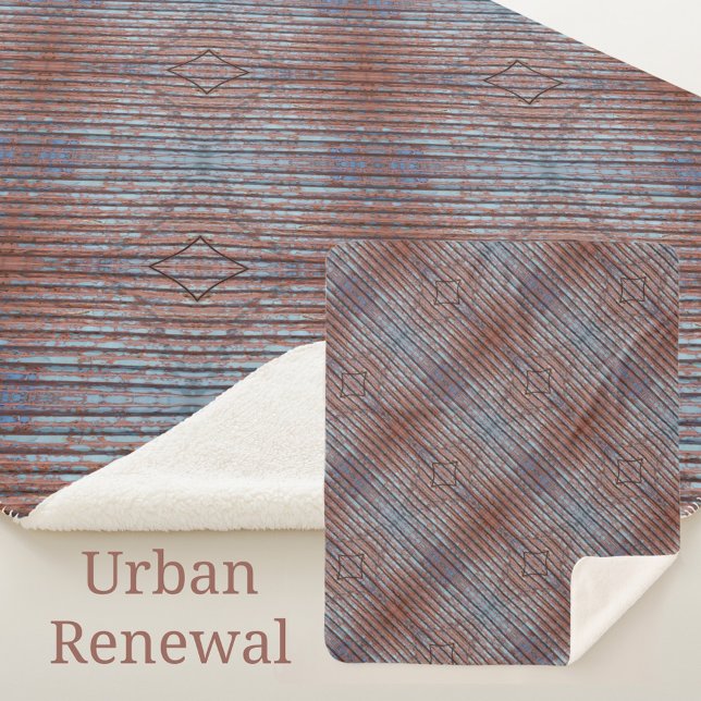 Cobertor Sherpa Grunge Urbano Trilhado Vermelho Azul (Criador carregado)