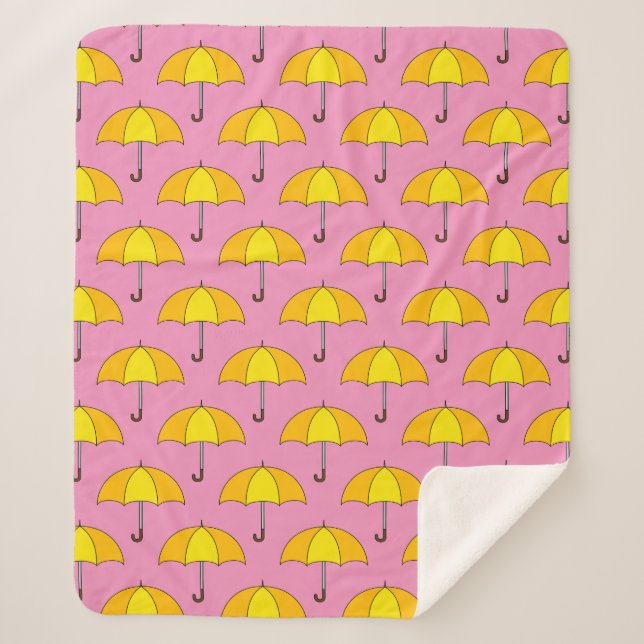 Cobertor Sherpa Guarda-chuva Amarelo (Frente)