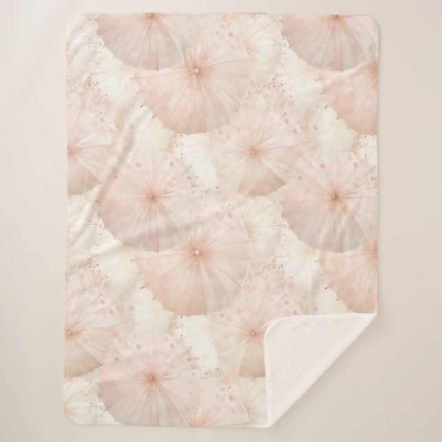 Cobertor Sherpa Guarda-chuvas Rosa Bege (Frente)