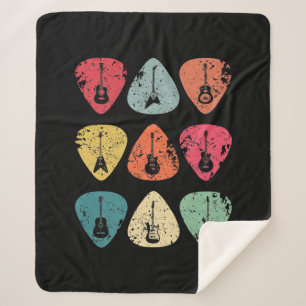 Cobertor Sherpa Guitar Pick Retro Vintage para Guitaristas