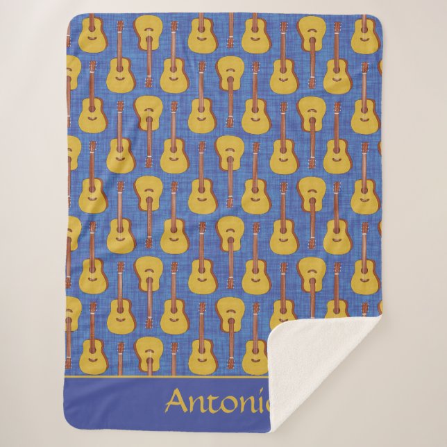 Cobertor Sherpa Guitarra Acústica Personalizada (Frente)