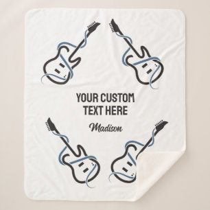 Cobertor Sherpa Guitarra Estilizada de Nome e Texto Personalizada