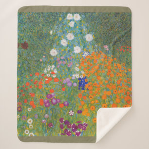 Cobertor Sherpa Gustav Klimt Flower Garden Cottage Nature