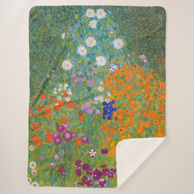 Cobertor Sherpa Gustav Klimt - Jardim Flor (Frente)