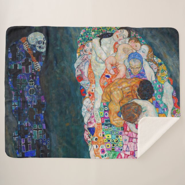 Cobertor Sherpa Gustav Klimt - Morte e Vida (Frente (Horizontal))