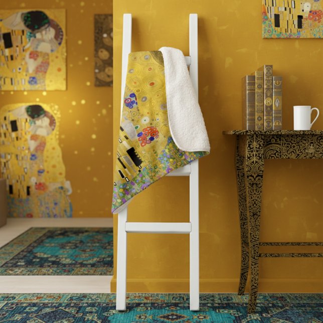 Cobertor Sherpa Gustav Klimt Personalizado A Mensagem Do Amor Beij (Criador carregado)