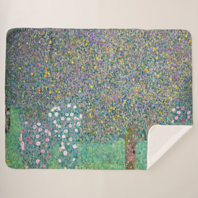 Cobertor Sherpa Gustav Klimt - Rosebushes debaixo das Árvores (Frente (Horizontal))