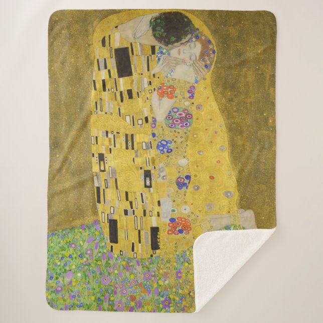 Cobertor Sherpa Gustav Klimt - The Biss (Frente)