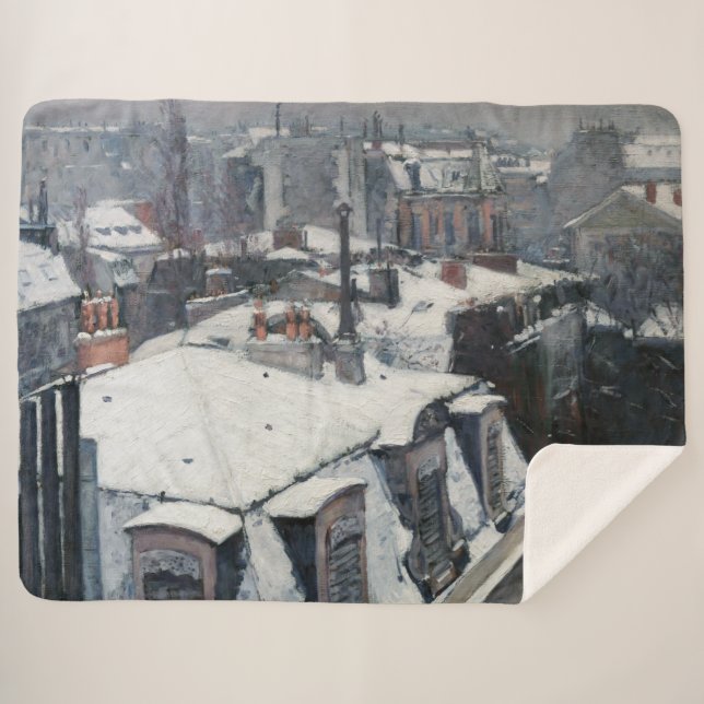 Cobertor Sherpa Gustave Caillebotte - Telhados na neve (Frente (Horizontal))