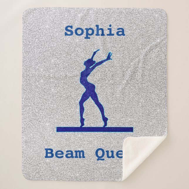 Cobertor Sherpa Gymnastics Beam Queen Blue / Silver Sherpa Blanket (Frente)