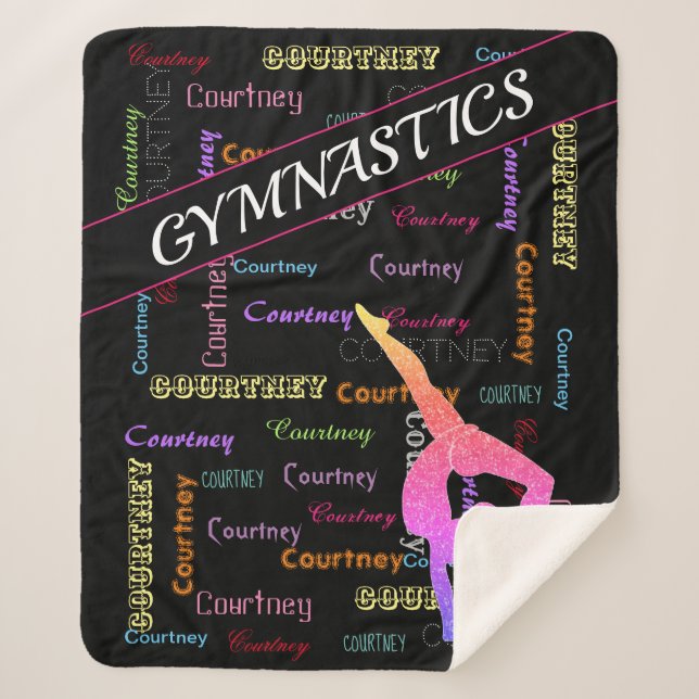 Cobertor Sherpa Gymnastics Blanket com seu nome por toda parte (Frente)