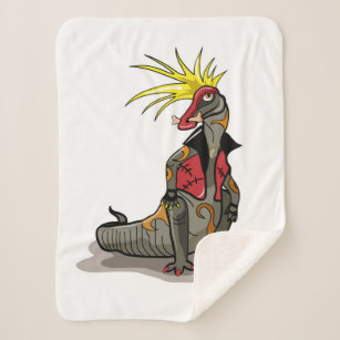 Cobertor Sherpa Hadrosaurus Dinossaur Vestido Como Um Punk.