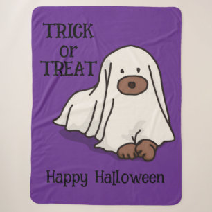 Cobertor Sherpa Halloween Caprichoso Cachorro Fantasma Roxo