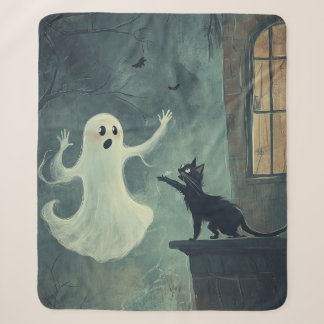 Cobertor Sherpa Halloween Cat e Ghost