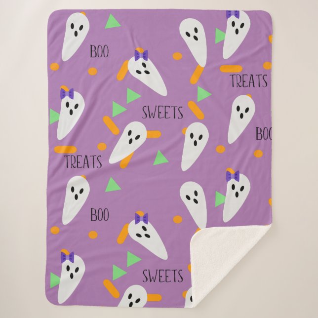 Cobertor Sherpa Halloween Confetti Sprinkles Ghost Treats (Frente)