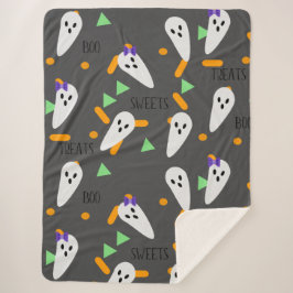 Cobertor Sherpa Halloween Confetti Sprinkles Ghost Treats