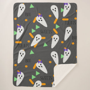 Cobertor Sherpa Halloween Confetti Sprinkles Ghost Treats