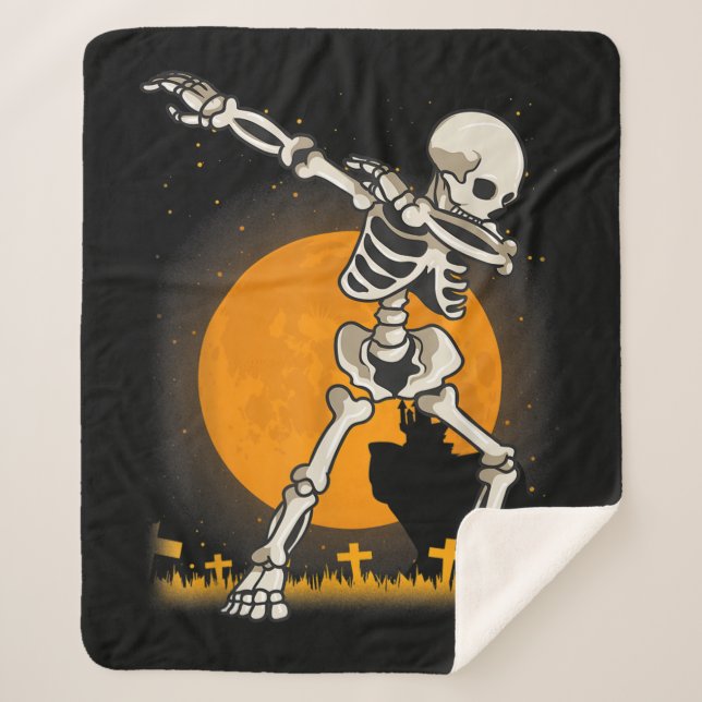 Cobertor Sherpa Halloween Dabbing Skeleton Costume (Frente)