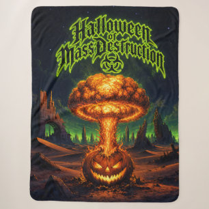Cobertor Sherpa Halloween de Destruição em Massa Abóbora Radioativ