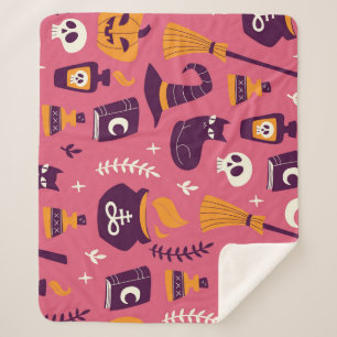 Cobertor Sherpa Halloween desenhado à mão, padrão desajeitado.