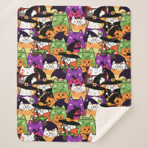 Cobertor Sherpa Halloween Kawaii Cat Patterno