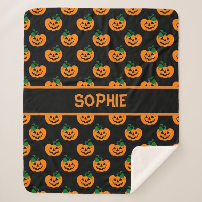 Cobertor Sherpa Halloween Pumpkin (Frente)