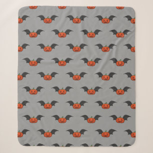 Cobertor Sherpa Halloween Pumpkin Bat