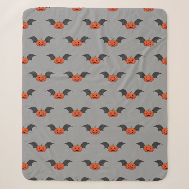 Cobertor Sherpa Halloween Pumpkin Bat (Frente)
