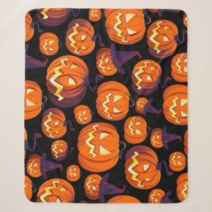 Cobertor Sherpa Halloween Pumpkins: Padrão Sem Olhos Irritável.