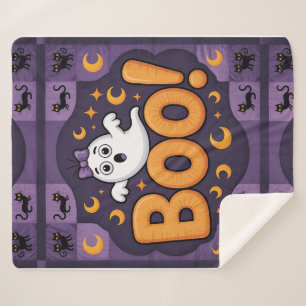 Cobertor Sherpa Halloween Quilt, Fleece Blanket.