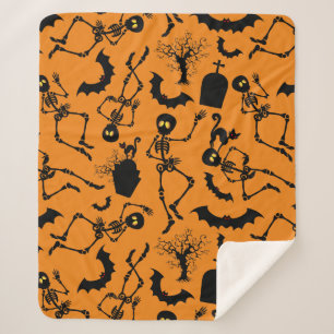 Cobertor Sherpa Halloween Skeletons Macabre Dance