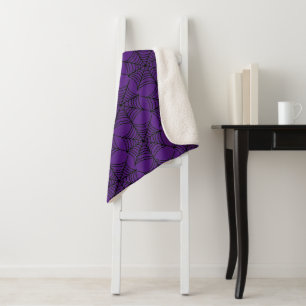 Cobertor Sherpa Halloween Spider Webs em roxo