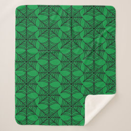 Cobertor Sherpa Halloween Spider Webs em Verde