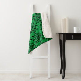 Cobertor Sherpa Halloween Spider Webs em Verde
