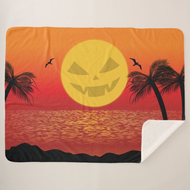 Cobertor Sherpa Halloween tropical (Frente (Horizontal))